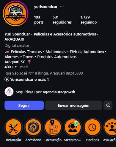 Gestão de Instagram Yuri Soundcar — Automotivo SC